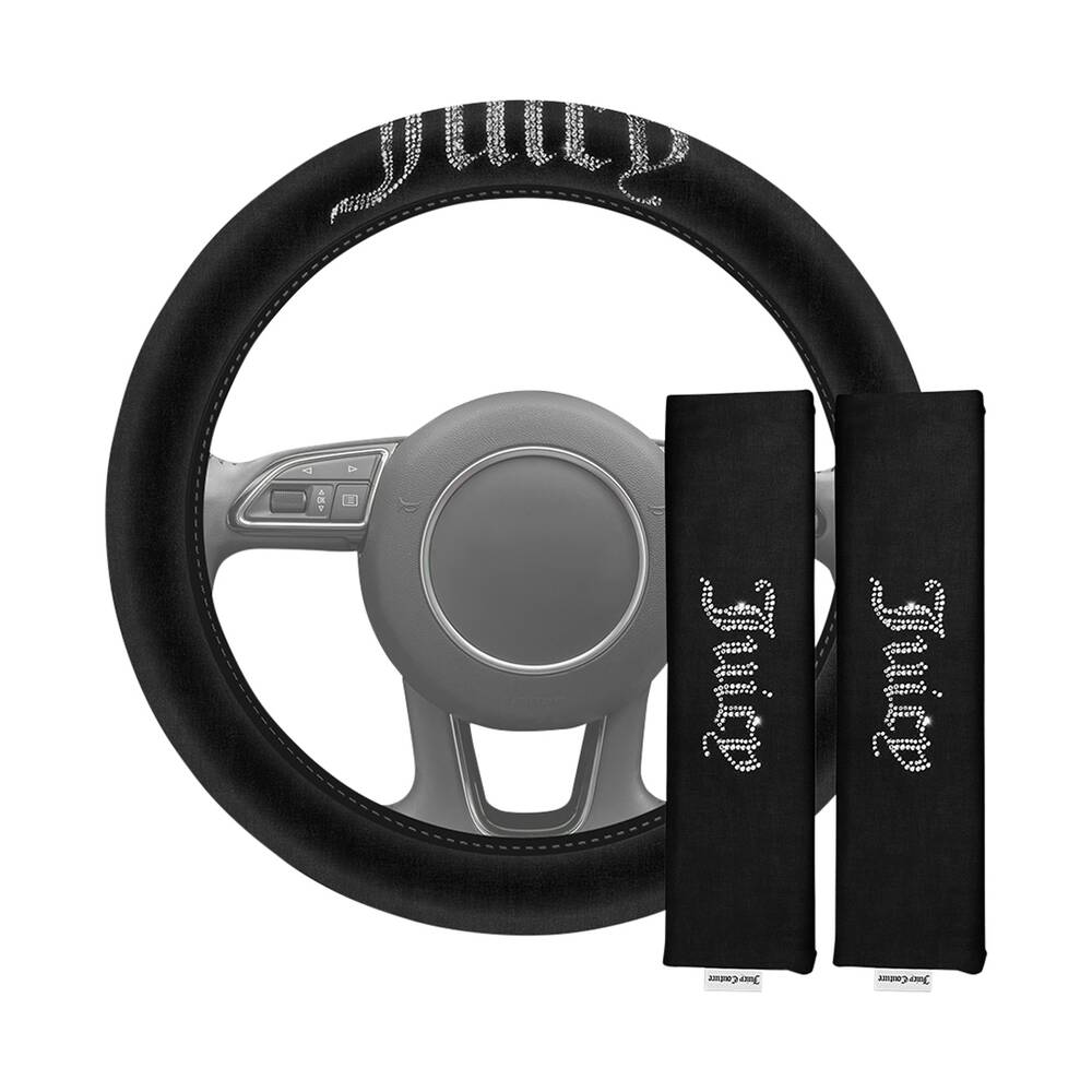 Juicy Couture Steering Wheel Cover & Seat Belt Comforters Combo