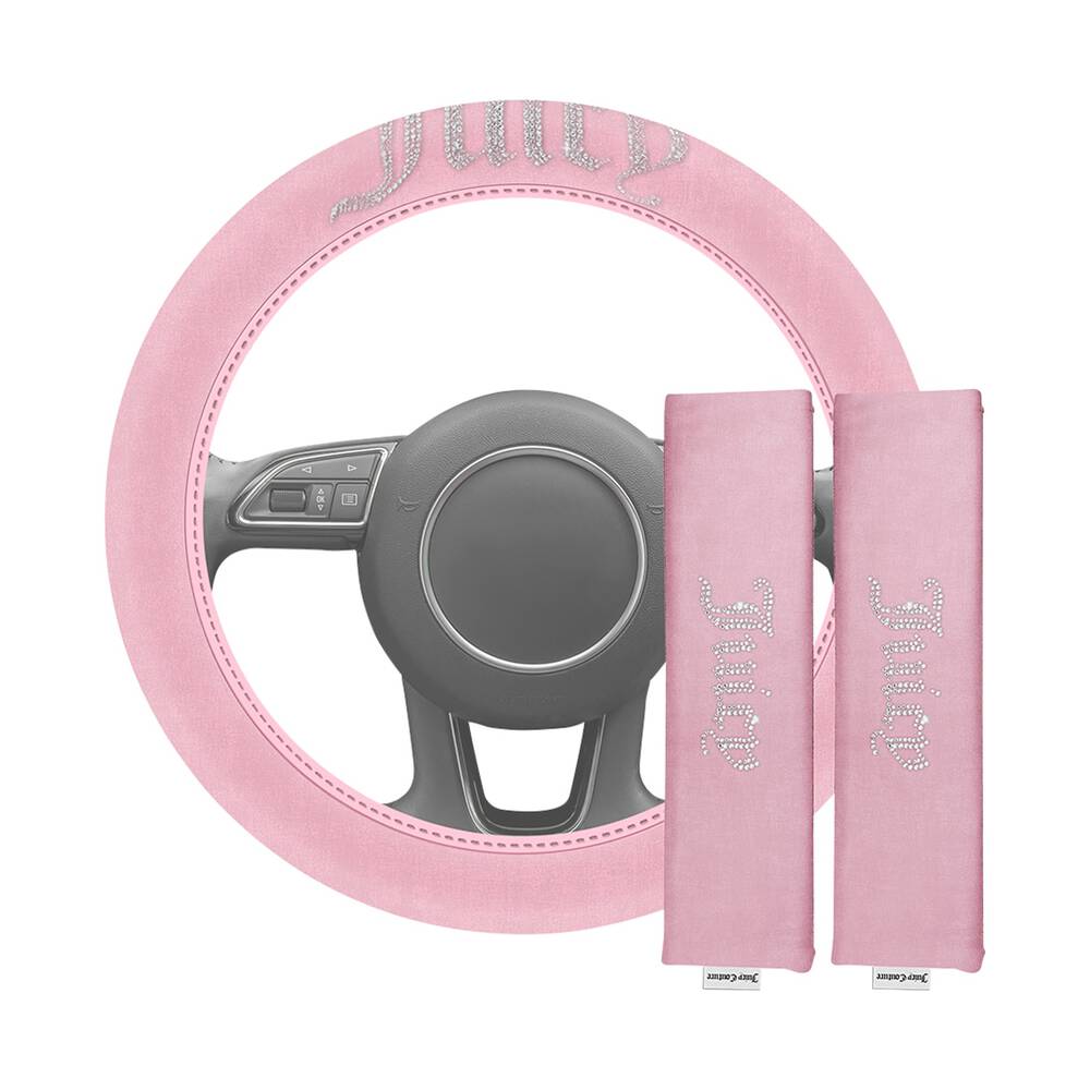 Juicy Couture Steering Wheel Cover & Seat Belt Comforters Combo