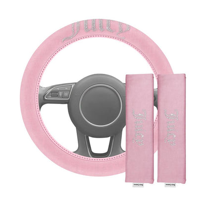 Juicy Couture Steering Wheel Cover & Seat Belt Comforters Combo